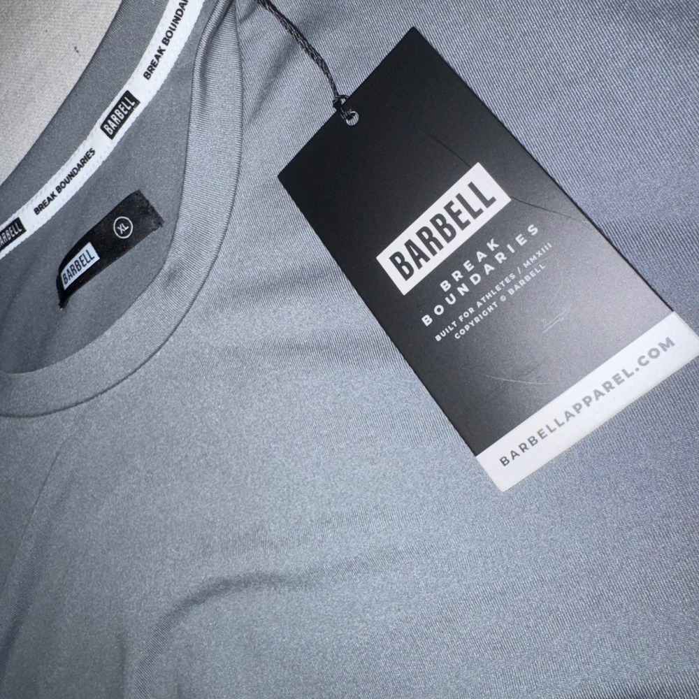 Barbell Apparel Long Sleeve Fitted Drop Hem Shirt Slate Grey XL NEW